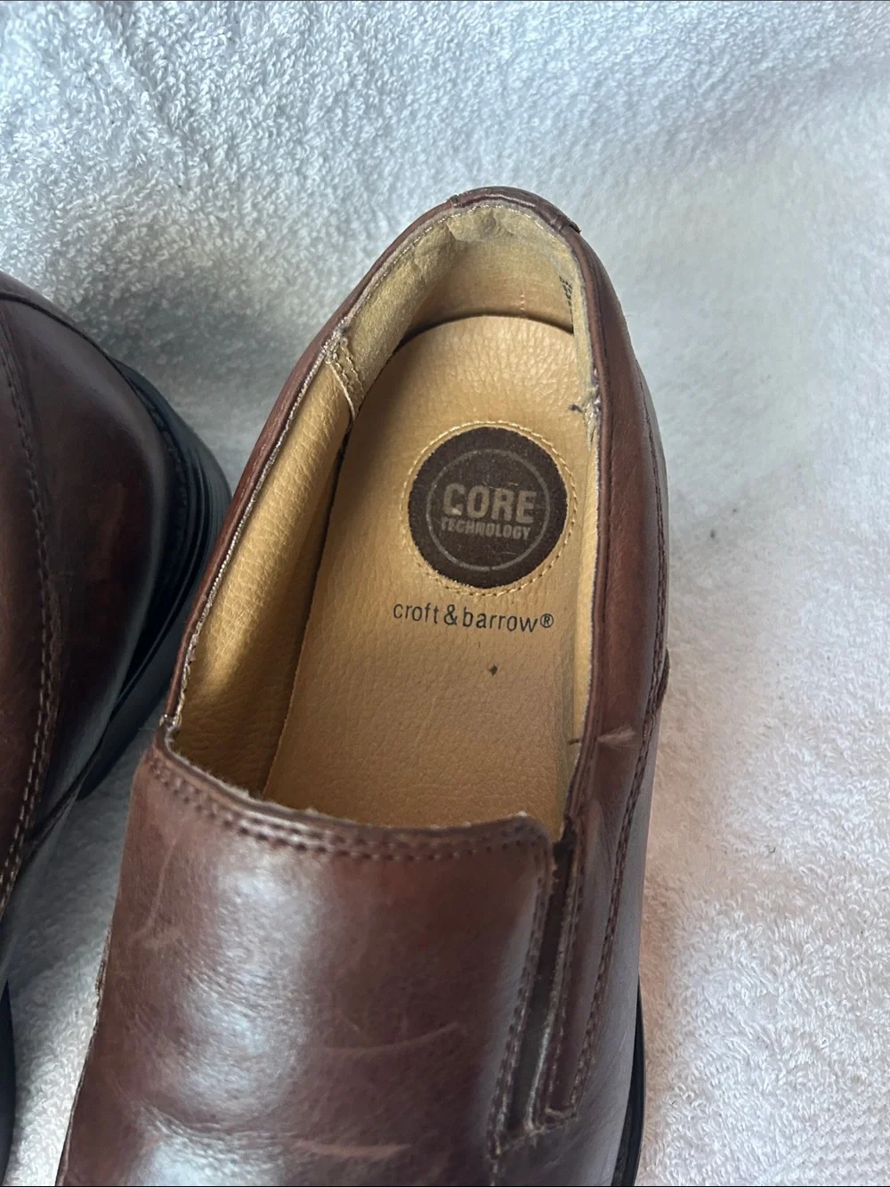 croft & barrow Men's Dark Brown Leather Slip-On Loafers